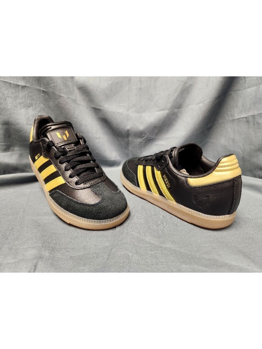 Adidas Samba Messi J (GS) Sneakers JR6349 Black Gold Gum Boys Size 6 NEW NO BOX!